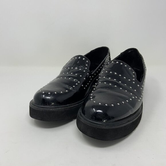 Jane and the Shoe Black Loafer Studded Patent Slip on Shoes Sz 8.5 - Picture 5 of 12